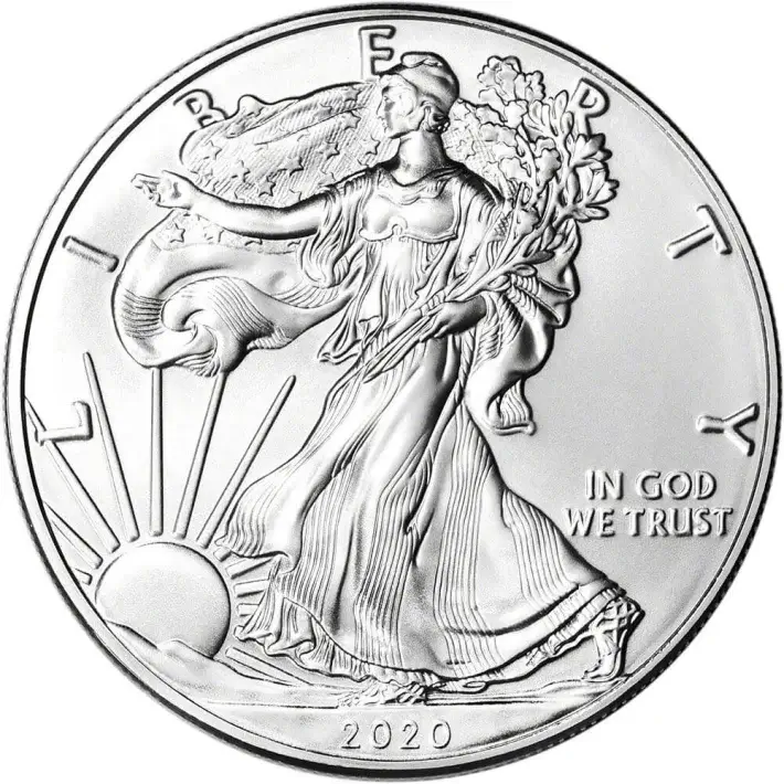 2020 American Silver Eagle 1 oz $1 - 1 Roll - Twenty 20 BU Coins in Mint Tube #3