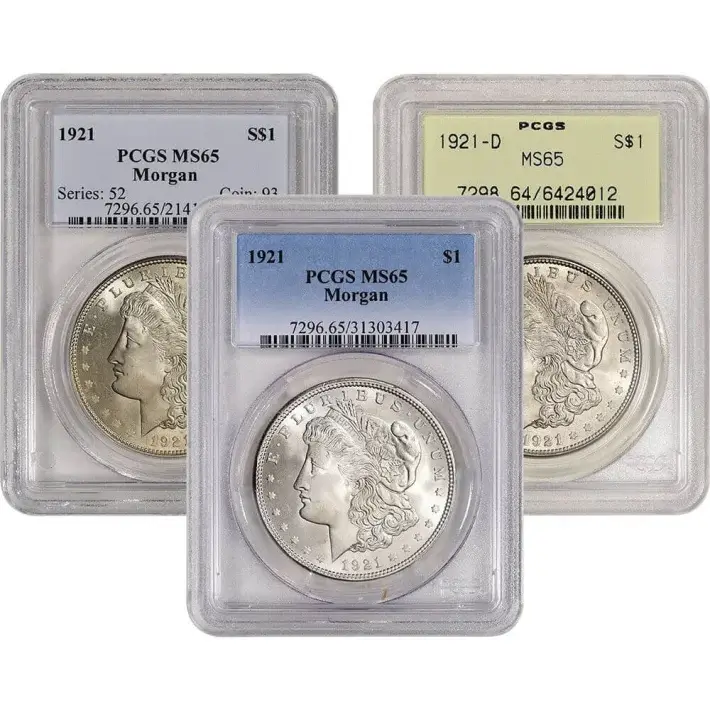 1921 US Morgan Silver Dollar $1 - PCGS MS65 - Random Label #1