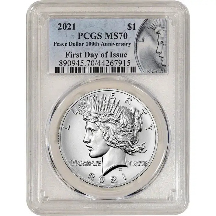 2021 US Peace Silver Dollar $1 High Relief - PCGS MS70 First Day of Issue #1