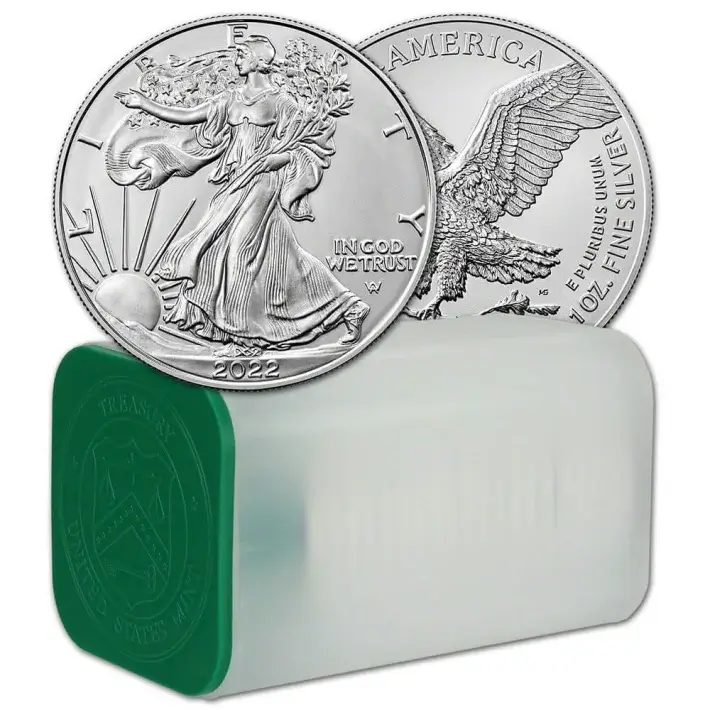 2022 American Silver Eagle Coin 1 oz $1 1 Tube Twenty 20 BU Coins in Mint Tube #1