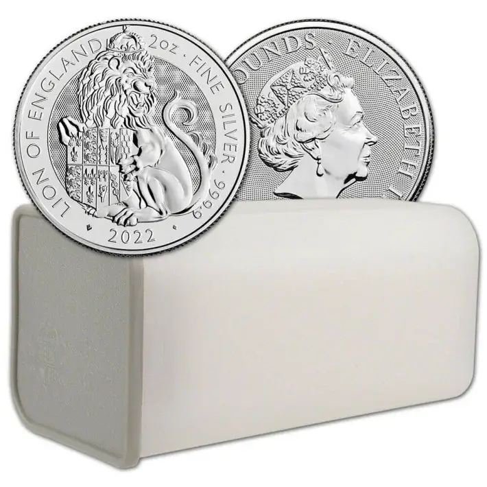 2022 Great Britain Silver Tudor Beasts Lion of England £5 2 oz 10 Coins in Tube #1