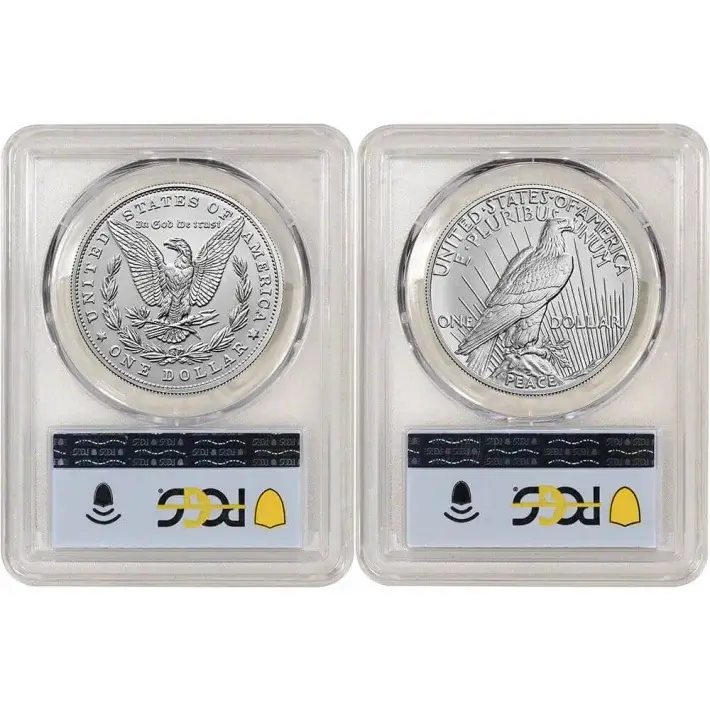 2023 US Two Coin Morgan and Peace Silver Dollar Set PCGS MS70 First Day Issue #2