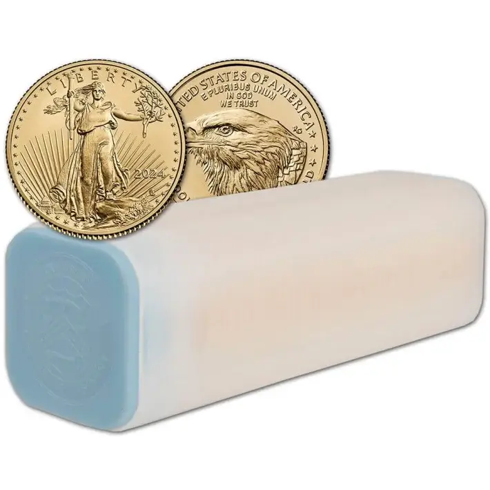 2024 American Gold Eagle 1/4 oz $10 - 1 Roll Forty 40 BU Coins in Mint Tube #1