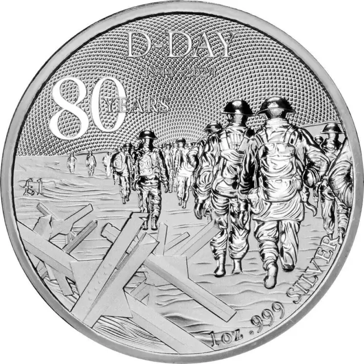 2024 Alderney Silver D-Day 80th Anniversary 1 oz £1 BU 100 Coins in  5 Mint Tube #3