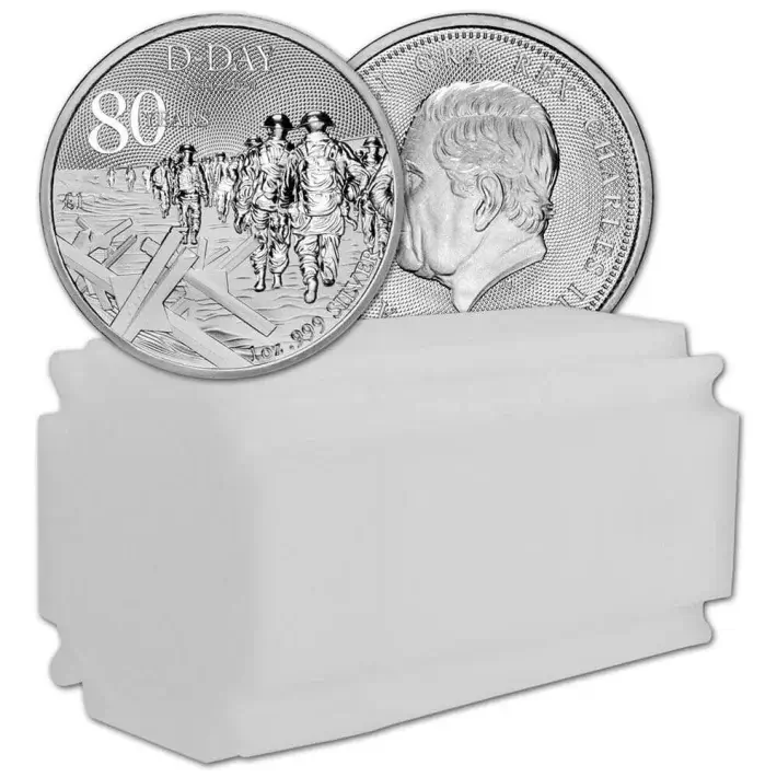 2024 Alderney Silver D-Day 80th Anniversary 1 oz £1 BU 20 Coins in Mint Tube #1