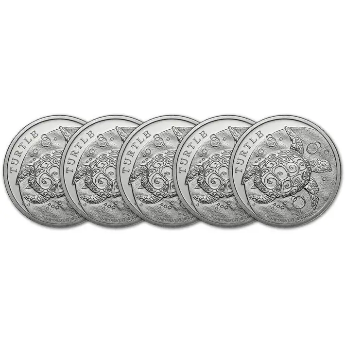 2024 Niue Silver Hawksbill Turtle 2 oz $5 - BU - Five 5 Coins #1
