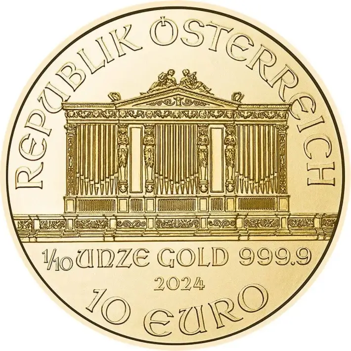 2024 Austria Gold Philharmonic 1/10 oz 10 Euro - BU #2