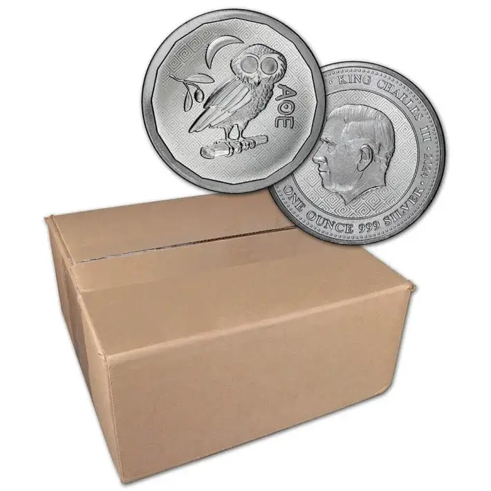2024 St Helena Silver Athena Owl 1 oz £1 - BU - 1 Master Box of 500 Coins #1