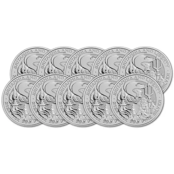 2024 Great Britain Silver Britannia and Liberty £2 1 oz - BU - Ten 10 Coins #1
