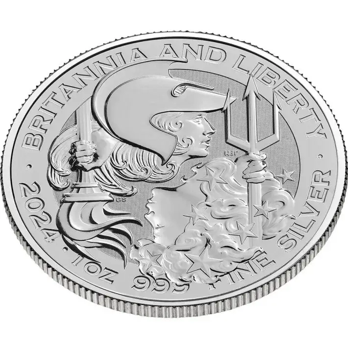 2024 Great Britain Silver Britannia and Liberty £2 1 oz BU 1 Roll 25 Coin Tube #3