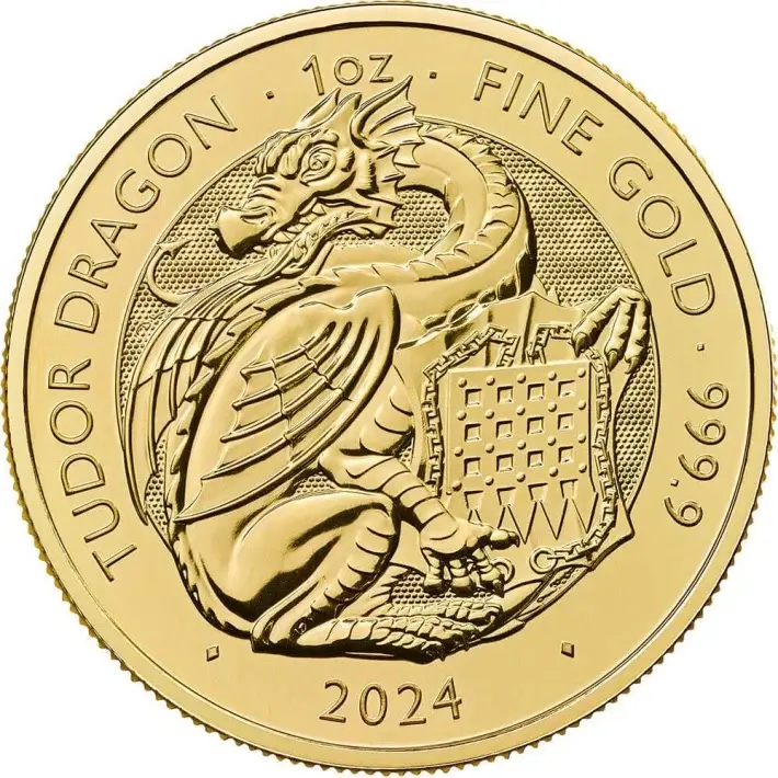 2024 Great Britain Gold Tudor Beasts Tudor Dragon £100 - 1 oz - BU #1