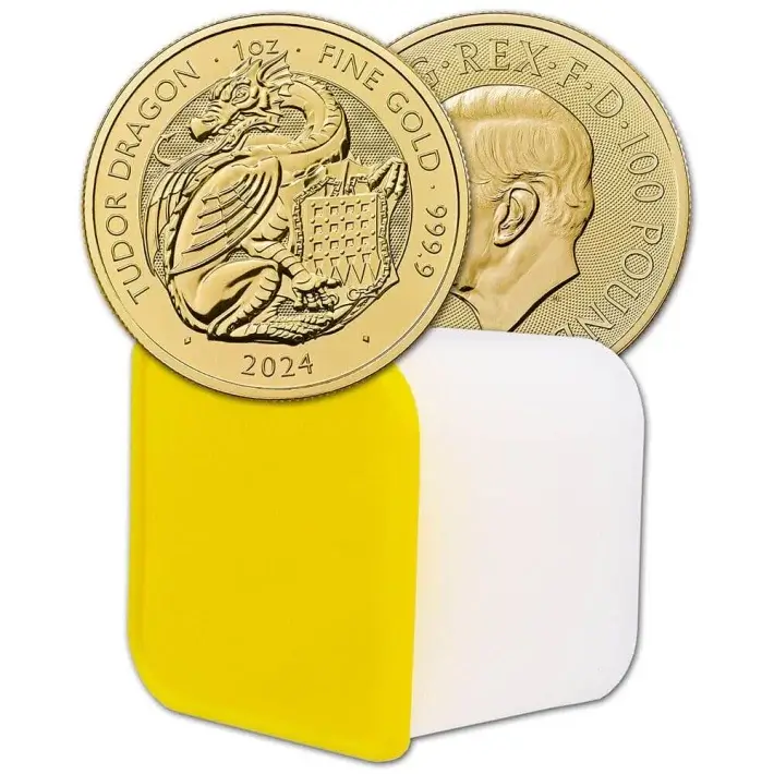 2024 Great Britain Gold Tudor Beasts Tudor Dragon £100 1 oz - Tube of 10 #1