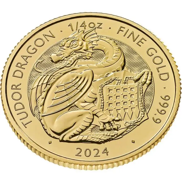 2024 Great Britain Gold Tudor Beasts Tudor Dragon £25 - 1/4 oz - BU #3