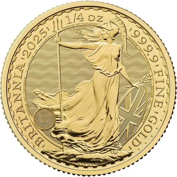 2025 Great Britain Gold Britannia £25 1/4 oz - BU 25 Coin Mint Tube #2