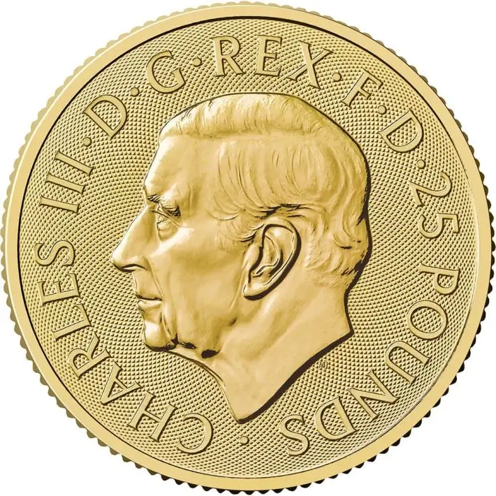 2025 Great Britain Gold Britannia £25 1/4 oz - BU 25 Coin Mint Tube #3