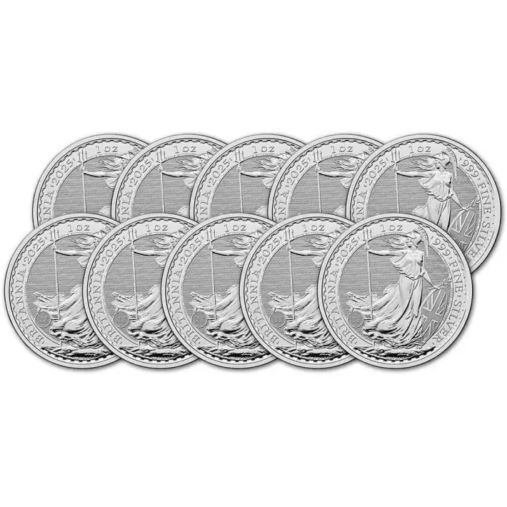 2025 Great Britain Silver Britannia £2 1 oz - BU - Ten 10 Coins #1