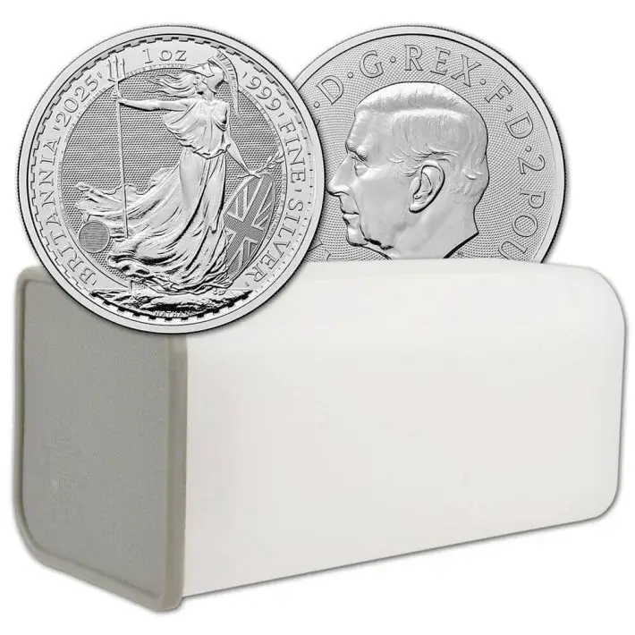 2025 Great Britain Silver Britannia £2 1 oz BU 1 Roll 25 Coin Tube #1