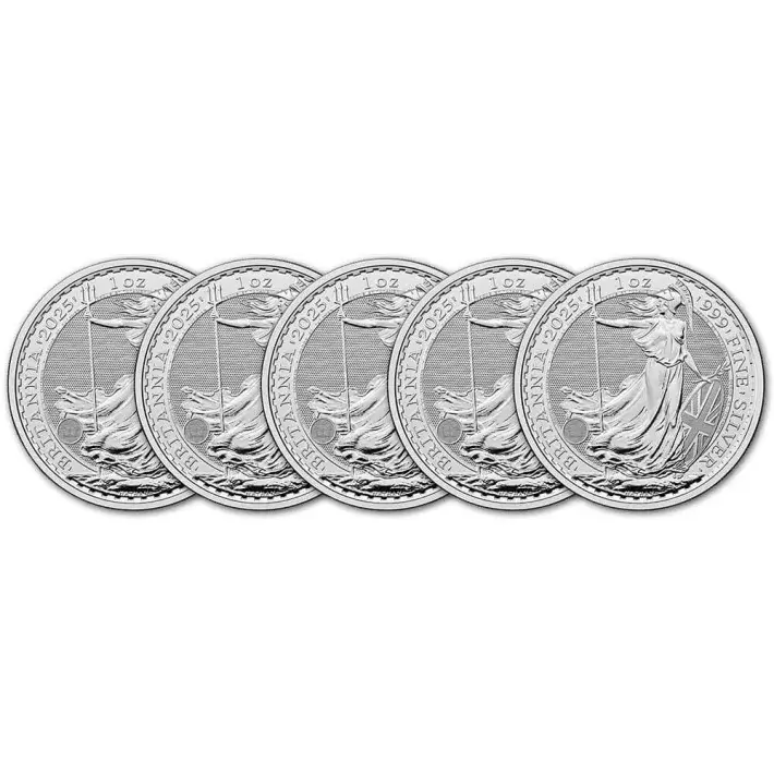 2025 Great Britain Silver Britannia £2 1 oz - BU - Five 5 Coins #1