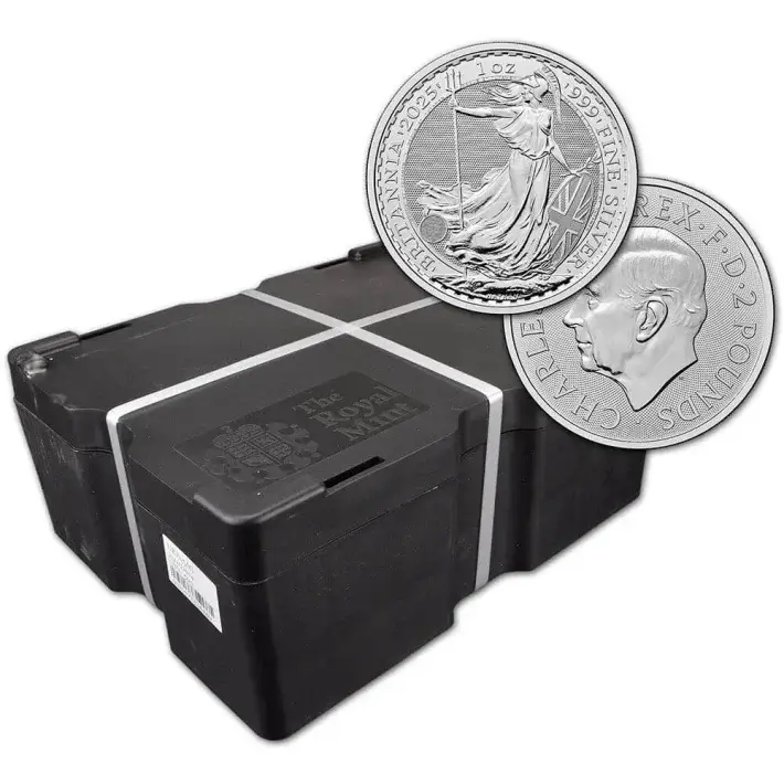 2025 Great Britain Silver Britannia £2 1 oz BU Sealed 500 Coin Box #1