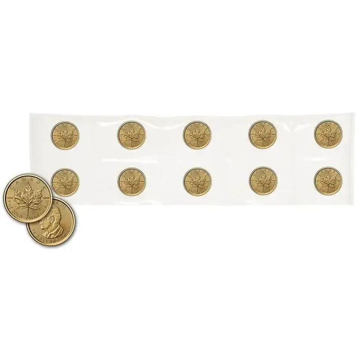 2025 Canada Gold Maple Leaf 1/4 oz $10 - BU - Sheet of Ten 10 Coins #1