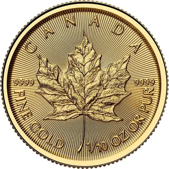 2025 Canada Gold Maple Leaf 1/10 oz $5 - BU #1