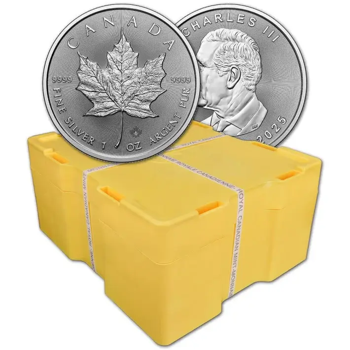 2025 Canada Silver Maple Leaf - 1 oz - $5 - BU - Sealed 500 Coin Monster Box #1