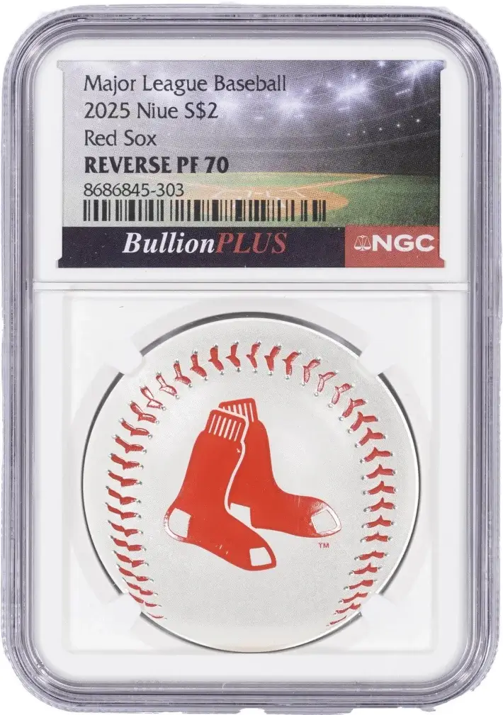 2025 Niue Silver MLB Boston Red Sox Colorized Reverse Proof 1 oz $2 NGC PF70 #1