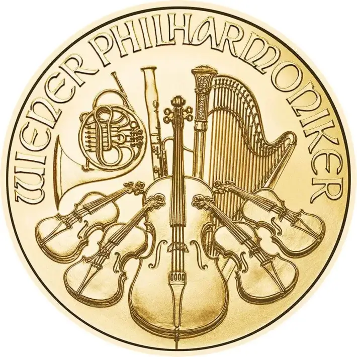 2025 Austria Gold Philharmonic 1/2 oz 50 Euro - 1 Roll 10 BU Coins in Mint Tube #3