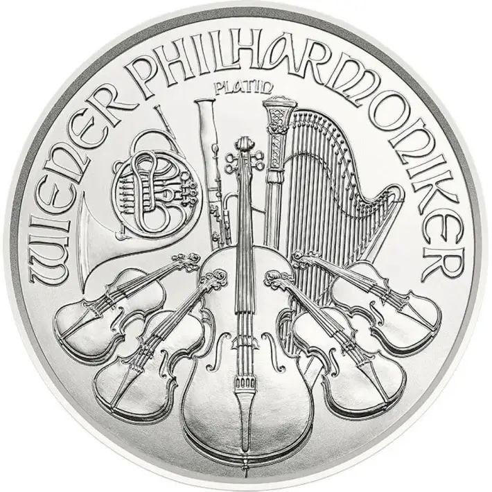 2025 Austria Platinum Philharmonic 1 oz 100 Euro 1 Roll 10 BU Coins in Mint Tube #2