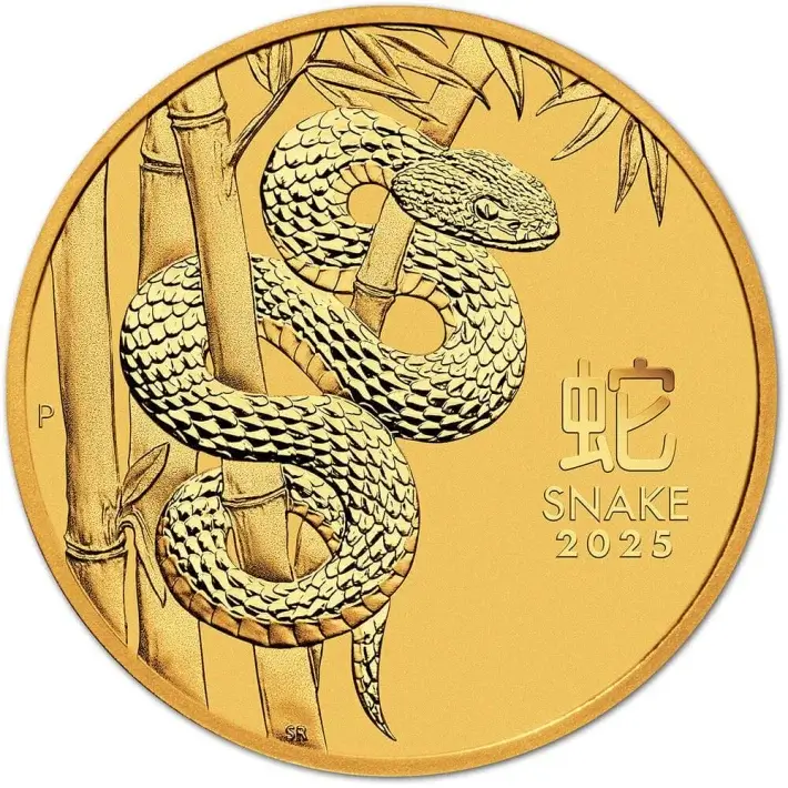 2025 P Australia Gold Lunar Series III Year of the Snake 1/10 oz $15 - BU #1