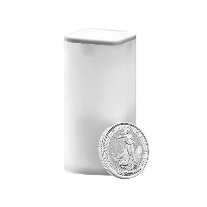 2026 Great Britain Silver Britannia 1/4 oz 50 Pence BU 1 Roll 19 Coin Tube #1