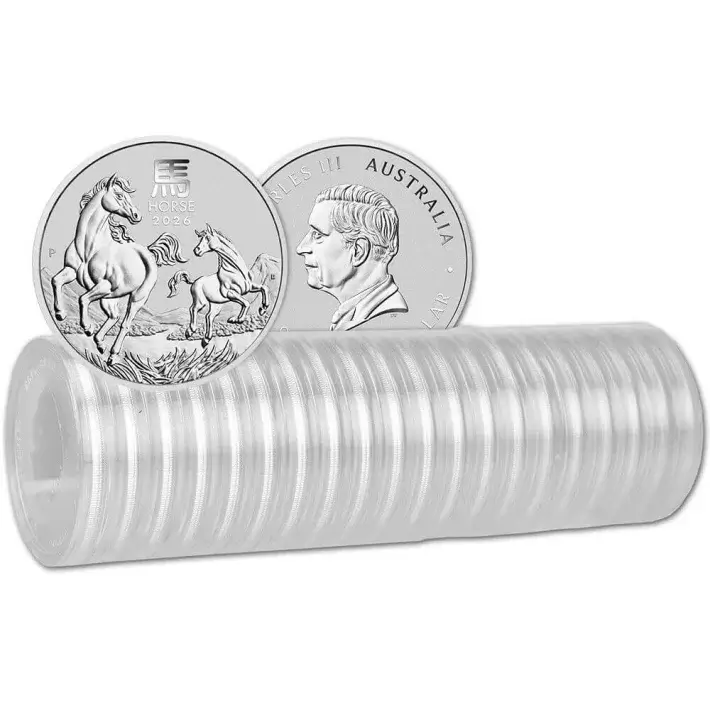 2026 P Australia Silver Lunar Year of the Horse 1 oz $1 - 1 Roll 20 BU Coins #1
