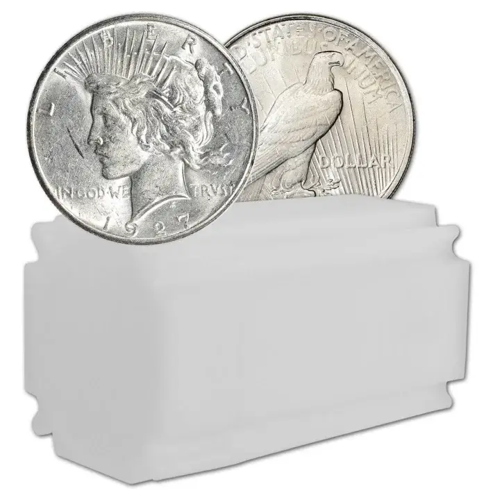 1927 D US Peace Silver Dollar $1 - AU - Roll of 20 Coins #1