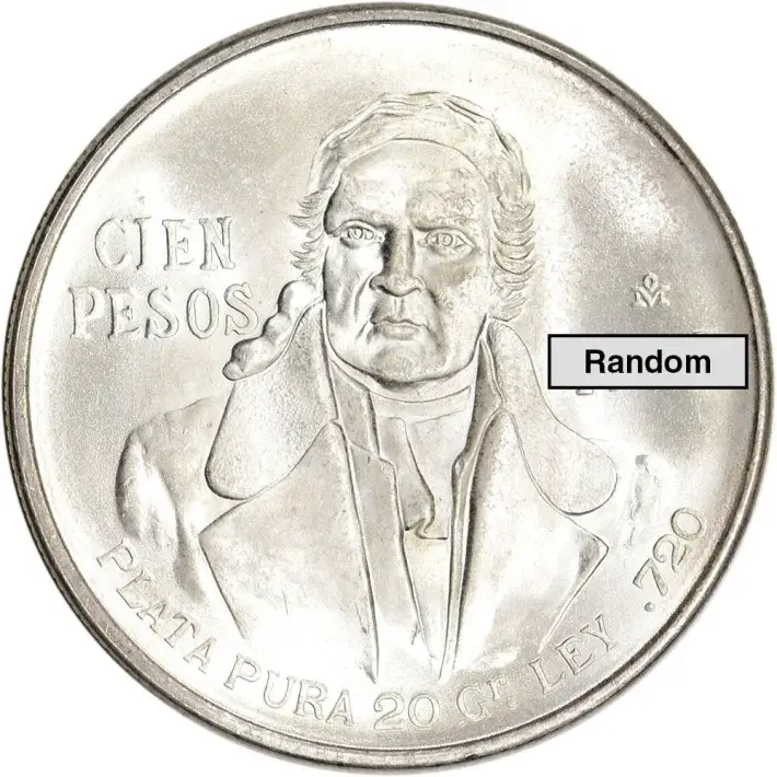 100 Peso Mexican Silver Coin - (1977-1979) - Avg Circ #1