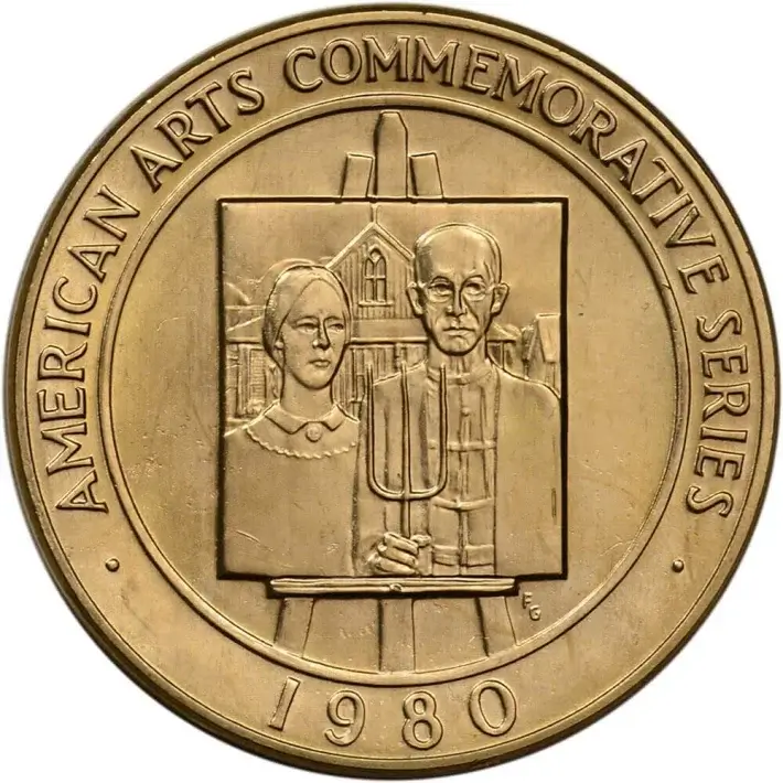 1980 US Gold 1 oz American Arts Commemorative Medal - Grant Wood - BU #2