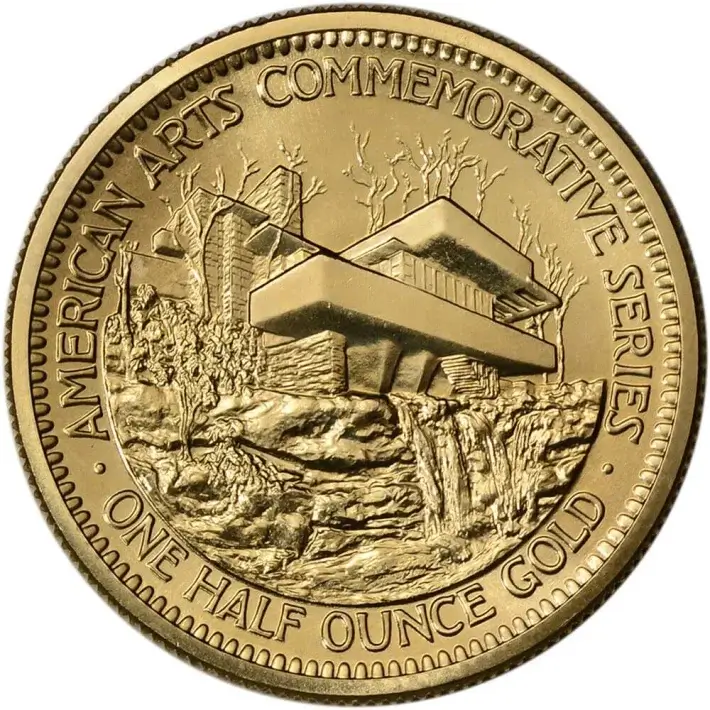1982 US Gold 1/2 oz American Arts Commemorative Medal - Frank Lloyd Wright BU #2