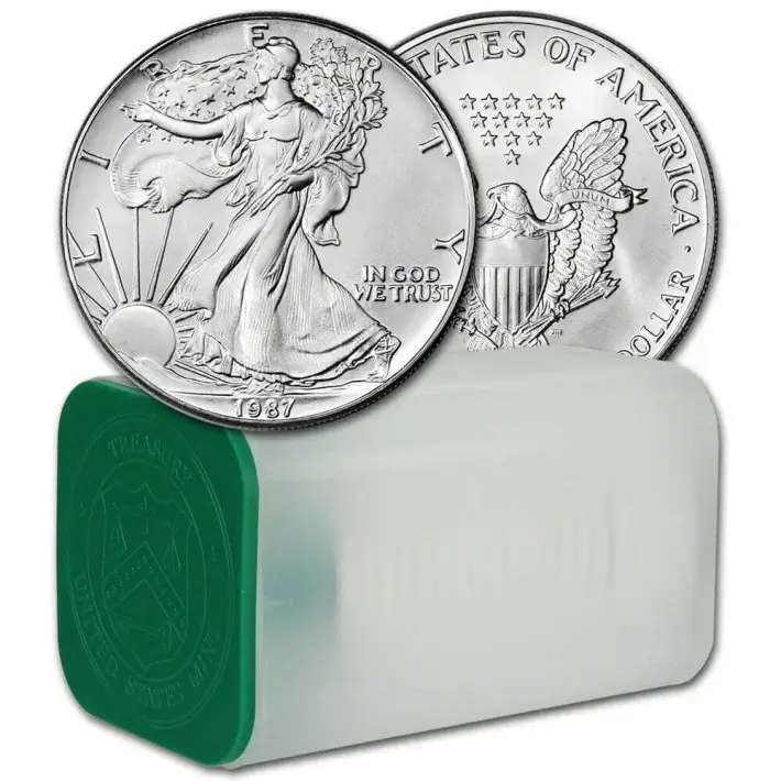 1987 American Silver Eagle - 1 Roll - Twenty 20 BU Coins in Mint Tube #1