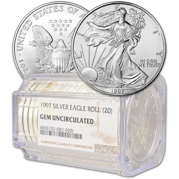 Tube of 20 - 1997 American Silver Eagle Coin - NGC Gem Uncirculated #1