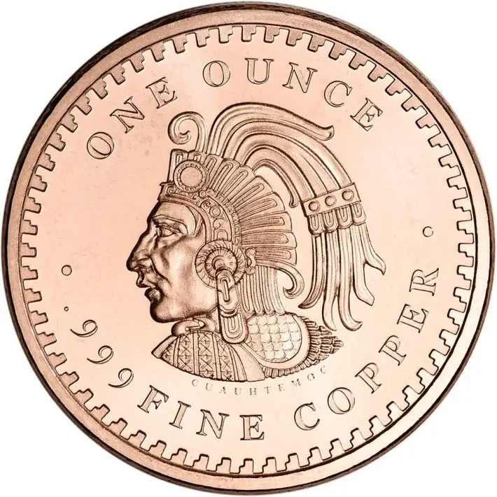 1 oz. Golden State Mint Copper Round Aztec Calendar .999 Fine Tube of 20 #2