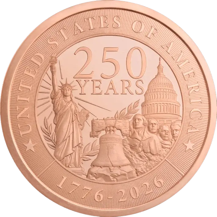 2 oz Golden State Mint Copper Round - USA 250th Anniversary .999 Fine-Tube of 25 #4