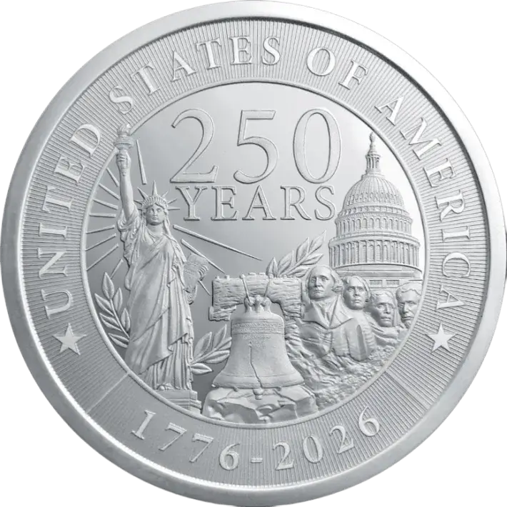 2 oz Golden State Mint Silver Round - USA 250th Anniversary .999 Fine #2