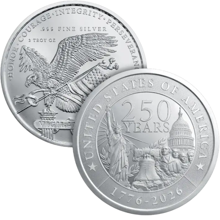2 oz Golden State Mint Silver Round - USA 250th Anniversary .999 Fine #1