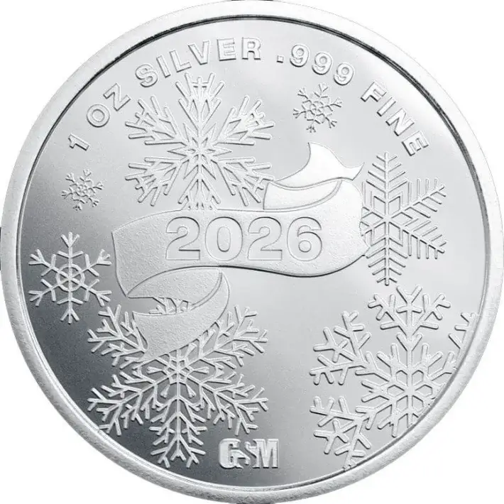 1 oz Golden State Mint Silver Round 2026 Santa .999 Fine - Tube of 20 #2