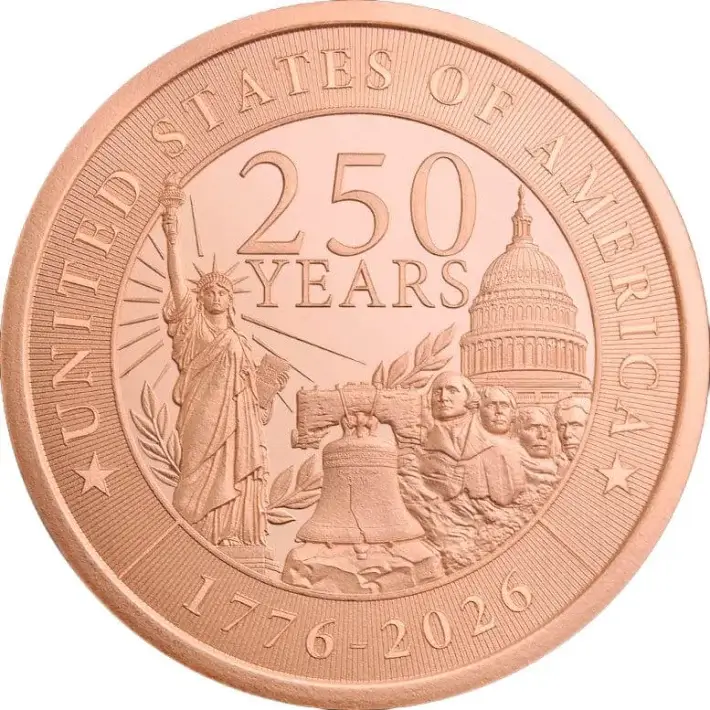 1 oz. Golden State Mint Copper Round - American 250th Anniversary .999 Fine #2