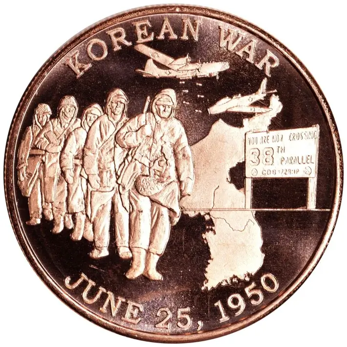 1 oz. Highland Mint Copper Round .999 Fine - Korean War #1