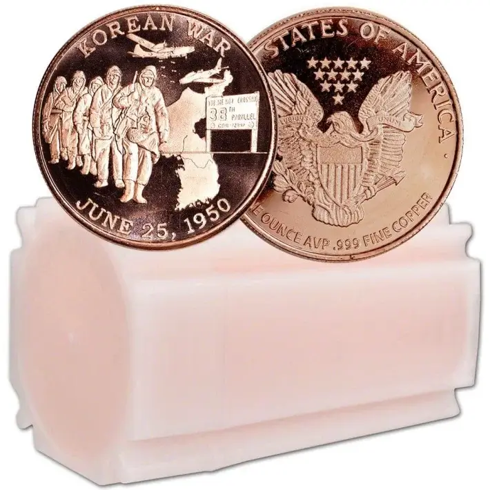 1 oz. Highland Mint Copper Round .999 Fine - Korean War - Tube of 20 #1