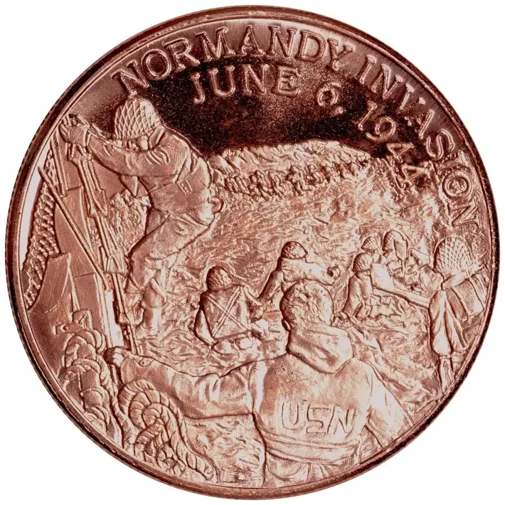 1 oz. Highland Mint Copper Round .999 Fine - Normandy - Tube of 20 #2