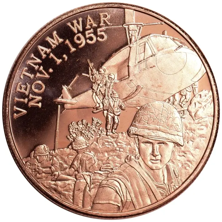 1 oz. Highland Mint Copper Round .999 Fine - Vietnam War #1