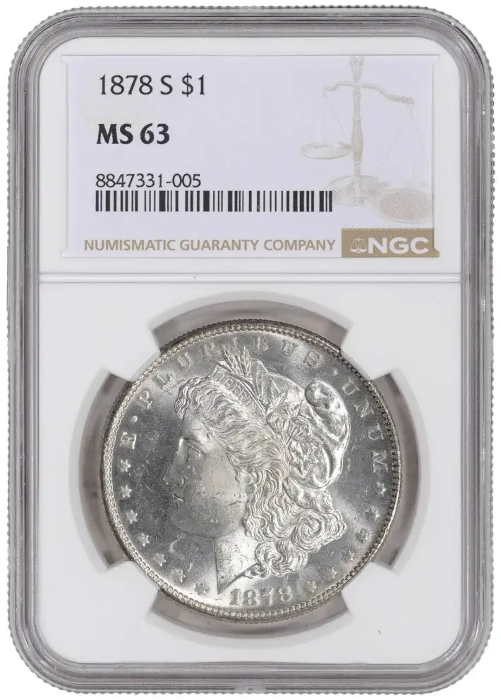 1878 S US Morgan Silver Dollar $1 - NGC MS 63 #1