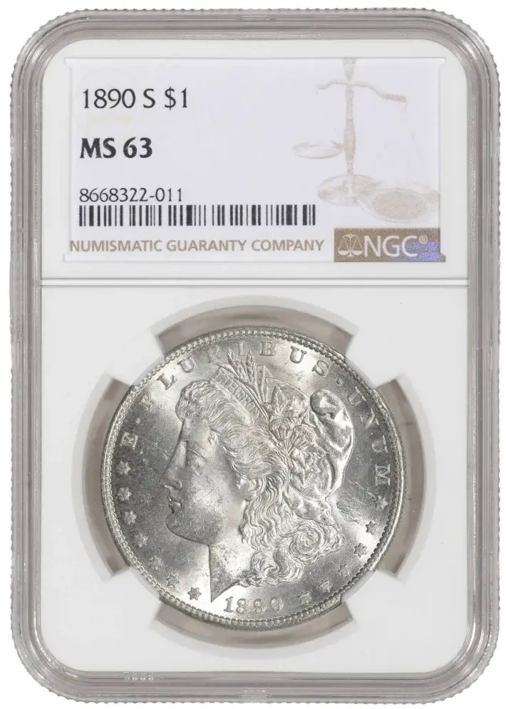 1890 S US Morgan Silver Dollar $1 - NGC MS 63 #1